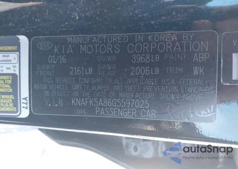 2016 Kia Forte Lx из США, поврежденный, VIN KNAFK5A86G5597025